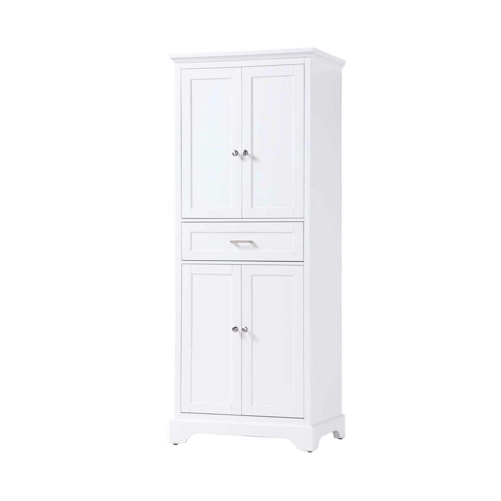 28 in. W x 20 in. D x 72 in. H White Freestanding Linen Cabinet