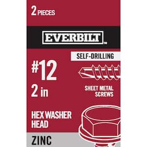 #12 x 2 in. Zinc-Plated Steel Hex Head Sheet Metal Screw (2-Pack)