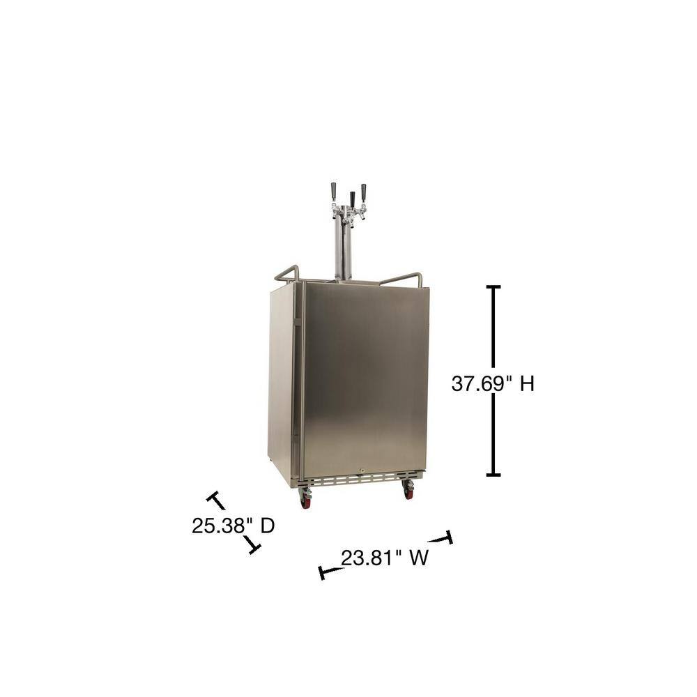 EdgeStar 24" Stainless Steel Triple Tap Outdoor Kegerator with Locking Door