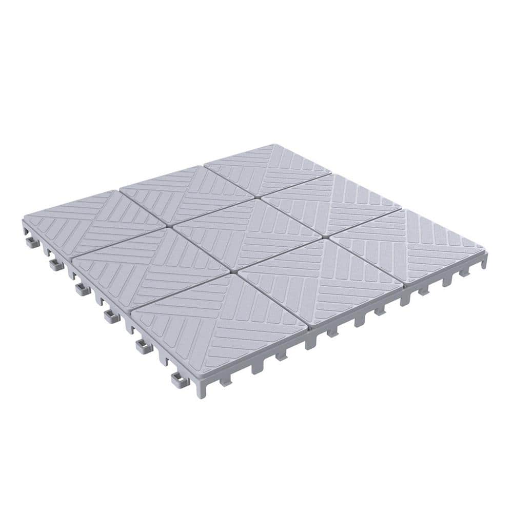 Gray Polypropylene Interlocking Outdoor Deck Tiles 12" x 12" Set