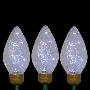 Lighted LED Jumbo C9 Bulb Christmas Pathway Marker Lawn Stakes in Clear Lights (Set of 3)