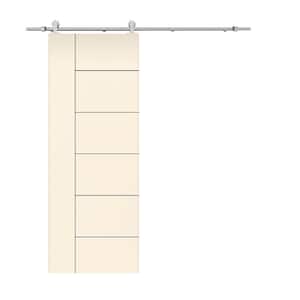 Modern Classic 18 in. x 80 in. Beige Stained Composite MDF Paneled Sliding Barn Door with Hardware Kit