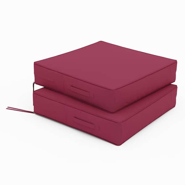 Kimunuk 19 in. x 19 in. x 4 in. (2-Pack) Square Outdoor Patio Seating Repacement Lounge Chair Dining Seat Cushion Fuchsia Red