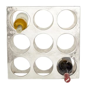 6-Bottle Contemporary Silver Aluminum Wine Rack