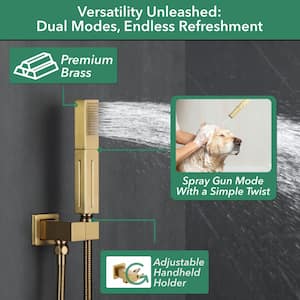 Single Handle 3-Spray Patterns 1-Spray Shower Faucet 1.8 GPM with Pressure Balance, Shower Head 10 in. Brushed Gold