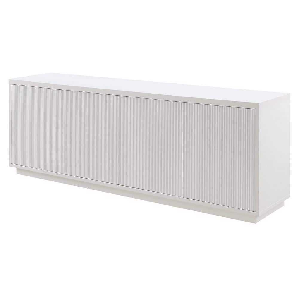 Hanson 70" White Transitional TV Stand with Textured Cabinet Doors