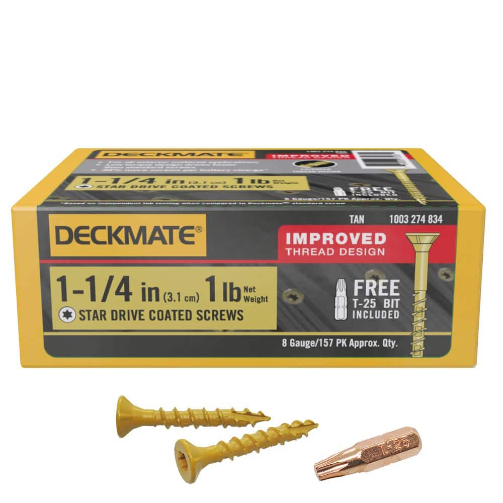 Deck Plus 48410 Wood Screws #8 x 1-1/4, Tan, 1lb Box