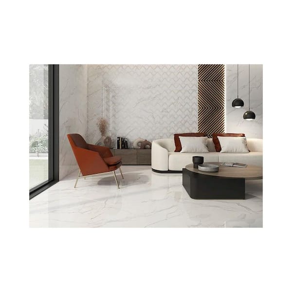 Strata 24 in. x 48 in. Polished White and Gold Porcelain Large Format Wall Tile (7.75 sq. ft./Case) - 1 Pack