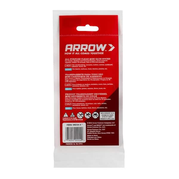 Arrow 0.25 oz. All-Purpose Clear Mini Glue Sticks (24-Pack) MG24-4 - The  Home Depot