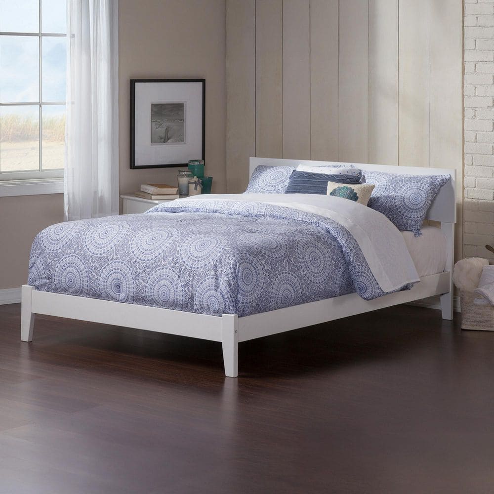 Orlando White Full Solid Wood Frame Low Profile Platform Bed with Attachable USB Device Charger price history on PriceWatchPro