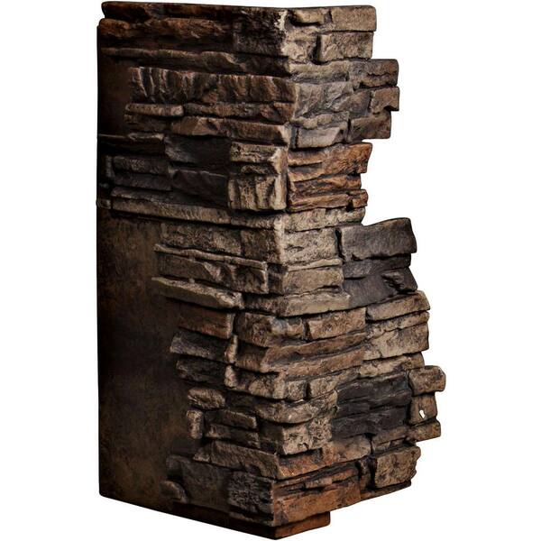 Ekena Millwork 1-1/2 in. x 13-3/4 in. x 25 in. Java Urethane Stacked Stone Outer Corner Wall Panel