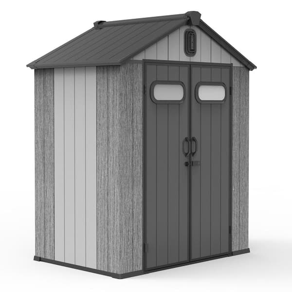 6 ft. W x 4 ft. D Resin Storage Shed with Transparent Windows and Louvered Vents, Double Lockable Doors(24 sq. ft. )