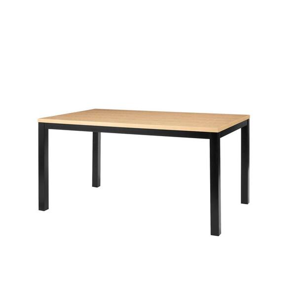 StyleWell Donnelly Black Metal Rectangular Dining Table for 6 with Natural Finish Top (60 in. L x 30 in. H)