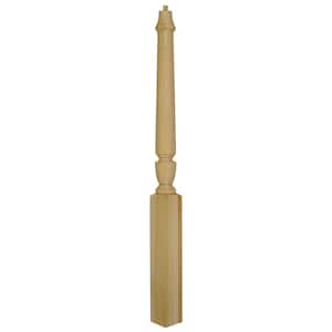 3015 48 in. x 3-1/2 in. Unfinished Poplar Pin Top Newel Post