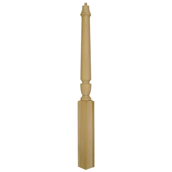 EVERMARK Stair Parts 3015 56 in. x 3-1/2 in. Unfinished Poplar Pin Top Newel Post for Stair Remodel