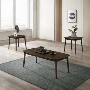 New Classic Furniture Felix 3-piece 47 in. Dark Walnut Rectangle Wood Coffee Table and End Tables Set