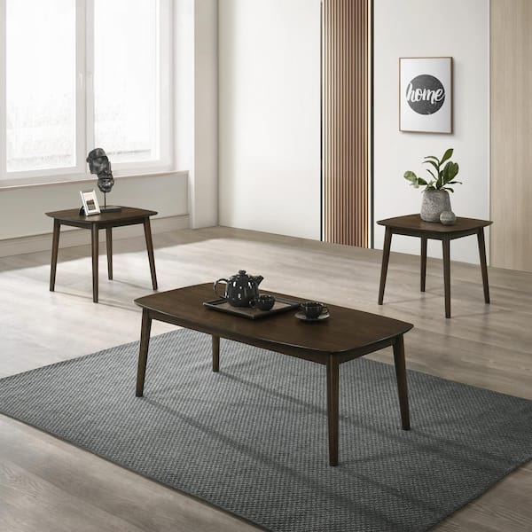 NEW CLASSIC HOME FURNISHINGS New Classic Furniture Felix 3-piece 47 in. Dark Walnut Rectangle Wood Coffee Table and End Tables Set