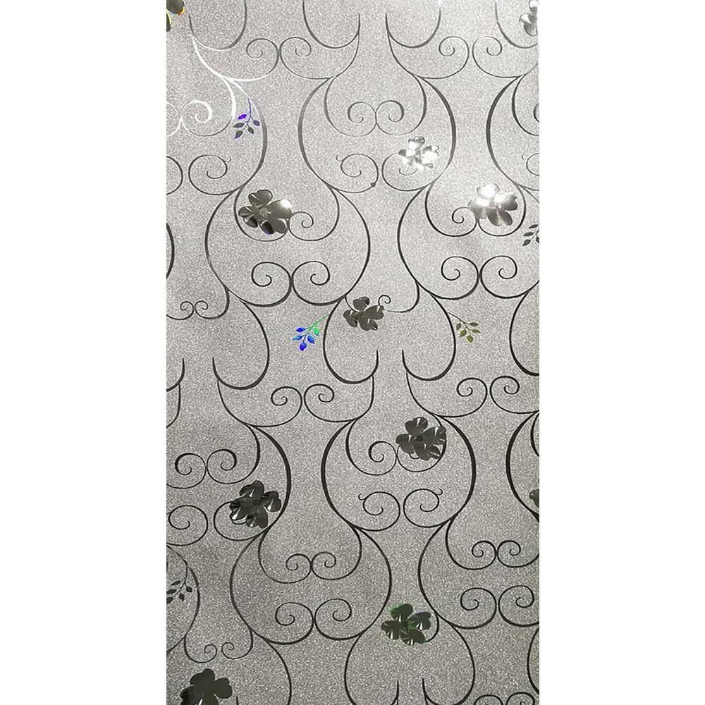 Flowers, Scrolls Silver, Blue, Green Vinyl Strippable Roll (Covers 26.6 sq.