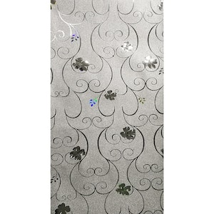 Flowers, Scrolls Silver, Blue, Green Vinyl Strippable Roll (Covers 26.6 sq. ft.)
