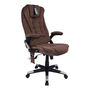 Large and Tall Executive Office Chair 20.9 in. W Brown Cloth Nonadjustable Arms Vibration Office Chair and Massage