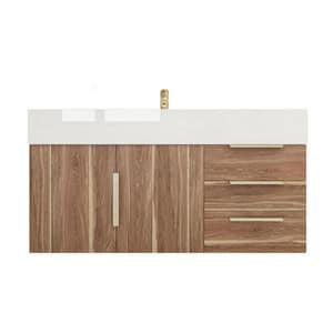 Bethany 42 in. W x 20 in. D x 22 in. H Single Sink Floating Bath Vanity in White Oak with White Acrylic Top