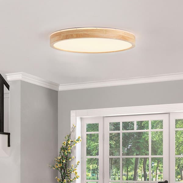 aiwen 19.29 in. 42-Watt Modern Matte White LED Flush Mount