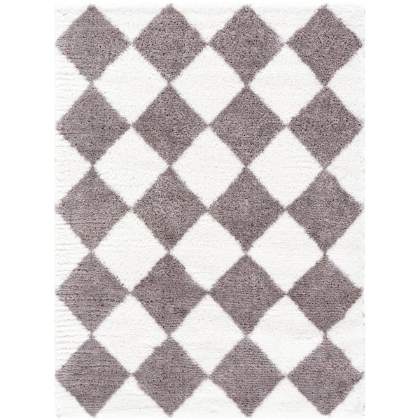 Cloudy Shag Gray/Ivory 8 ft. x 10 ft. Modern Indoor Area Rug