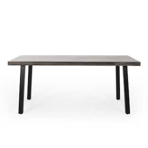 Matte Black Aluminum Outdoor Dining Table with Gray Tabletop