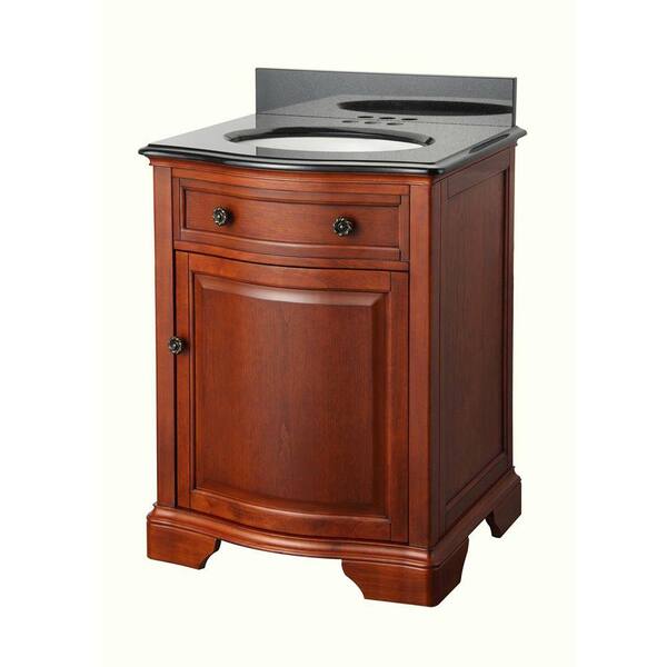 Home Decorators Collection Manchester 25 in. Vanity in Mahogany with Granite Vanity Top in Black