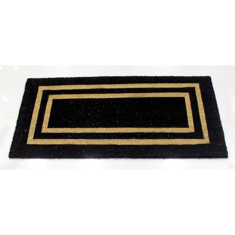 Welcome Black 22 in. W x 47 in. L  Coir Non-Slip Indoor Outdoor Door Mat