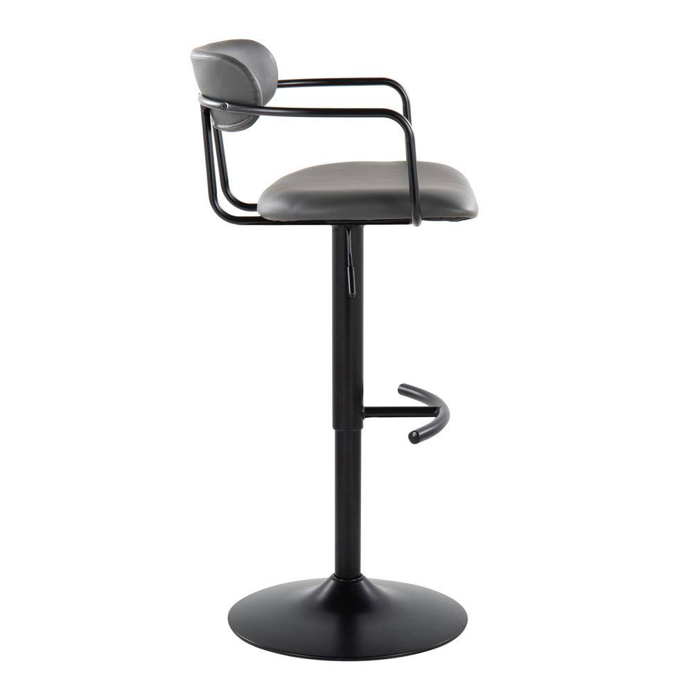 Gray Adjustable Swivel Bar Stools with Metal Frame