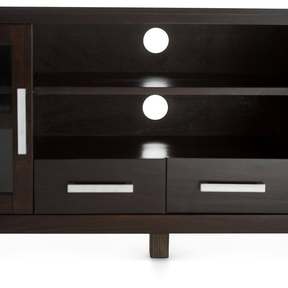 Hickory Brown 60" Solid Wood TV Media Console with Cabinets