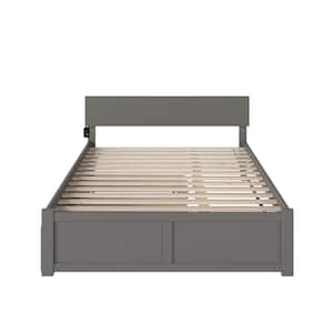 Orlando Grey Queen Platform Bed with Footboard and Twin XL Trundle