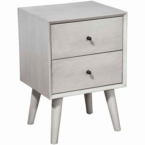 Benjara 18 in. Gray 2-Drawer Wooden Nightstand
