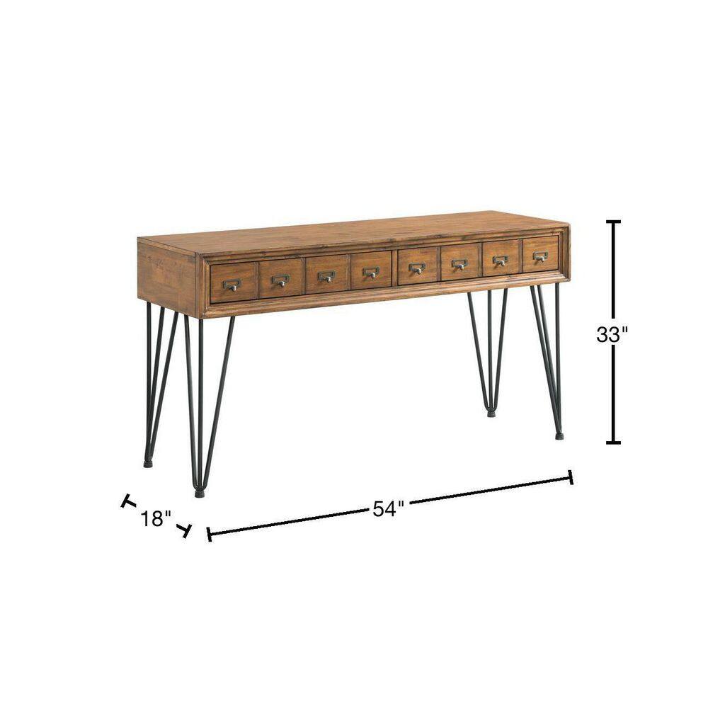 Tanner Light Walnut Industrial Sofa Table with Storage
