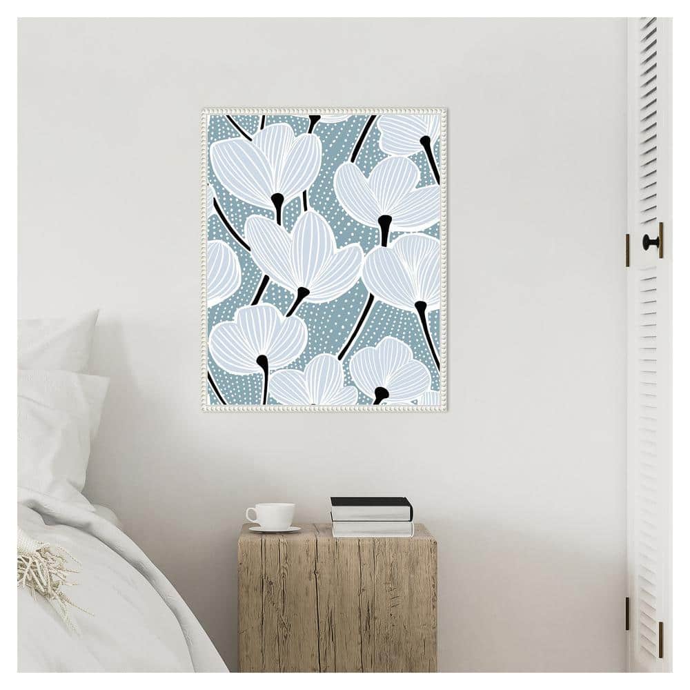 Modern Poppy I White and Blue Canvas Wall Art
