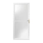32 in. x 80 in. 3000 Series White Right-Hand Self-Storing Easy Install Aluminum Storm Door with Brass Hardware