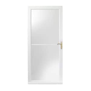 32 in. x 80 in. 3000 Series White Right-Hand Self-Storing Easy Install Aluminum Storm Door with Brass Hardware