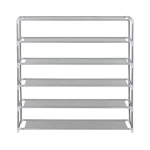 40 in. H x 43 in. W 30-Shoe-Pair Gray Stainless Steel Stackable Shoe Rack