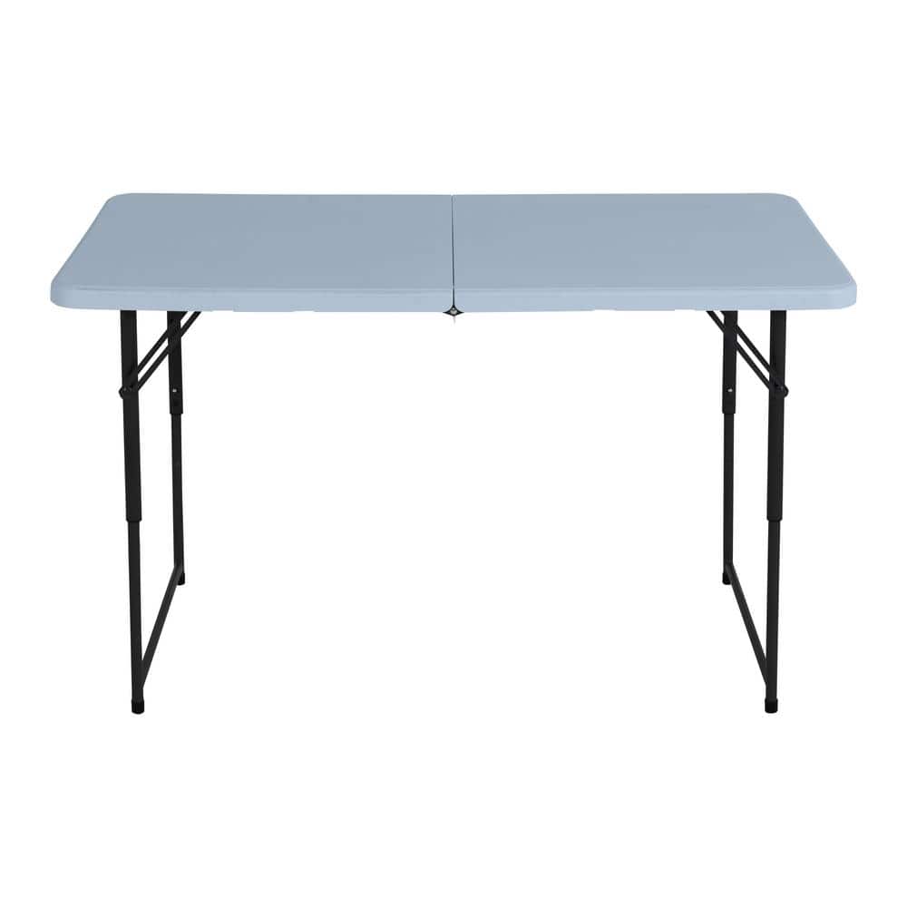 Gray Metal Frame Adjustable Height Folding Utility Table