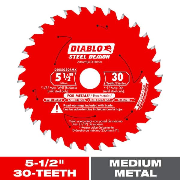 5-1/2in. x 30-Tooth Steel Demon Carbide-Tipped Circular Saw Blade for Medium Metal