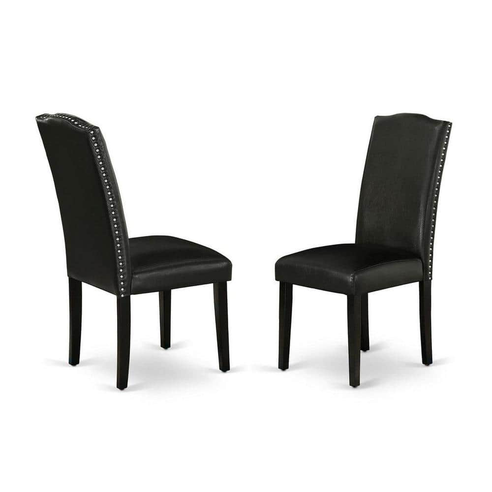 Renaissance Romance 5-Piece Black Round Dining Set with PU Leather Chairs