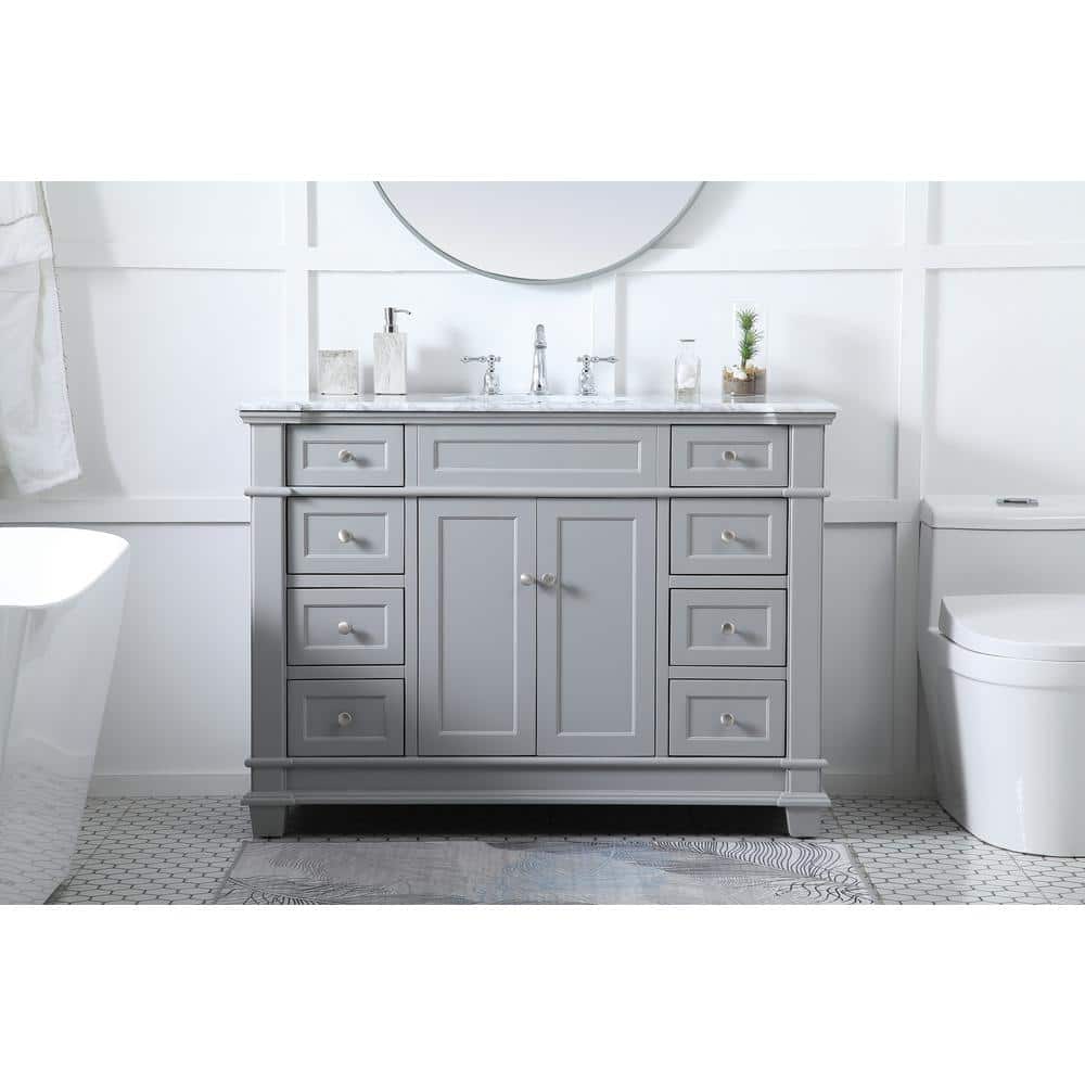 Wesley 48" Gray Solid Wood and Marble Single Bathroom Vanity