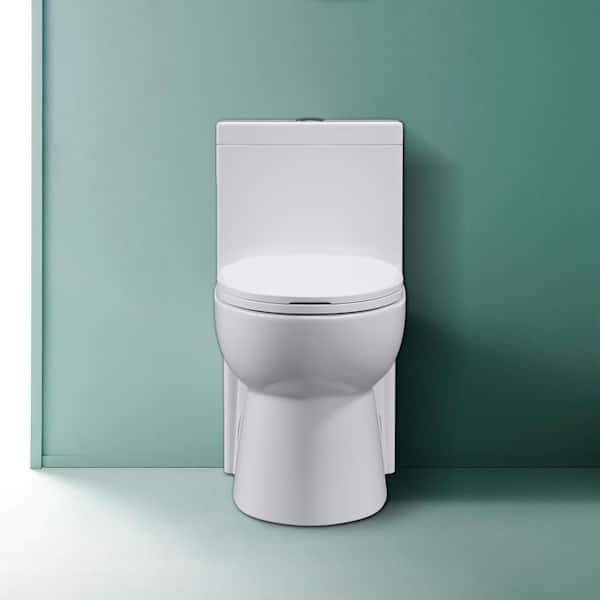 UPIKER Modern 12 in. Rough-In 1-piece 1.27 GPF Dual Flush Elongated Toilet in White, Seat Included