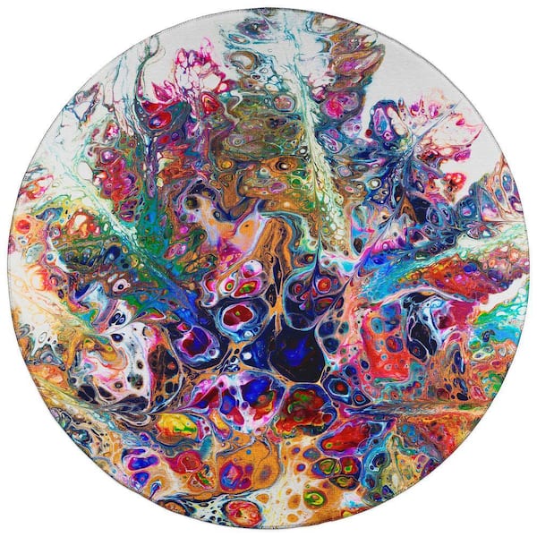 Karina Multi 8 ft. x 8 ft. Geometric Indoor/Outdoor Area Rug