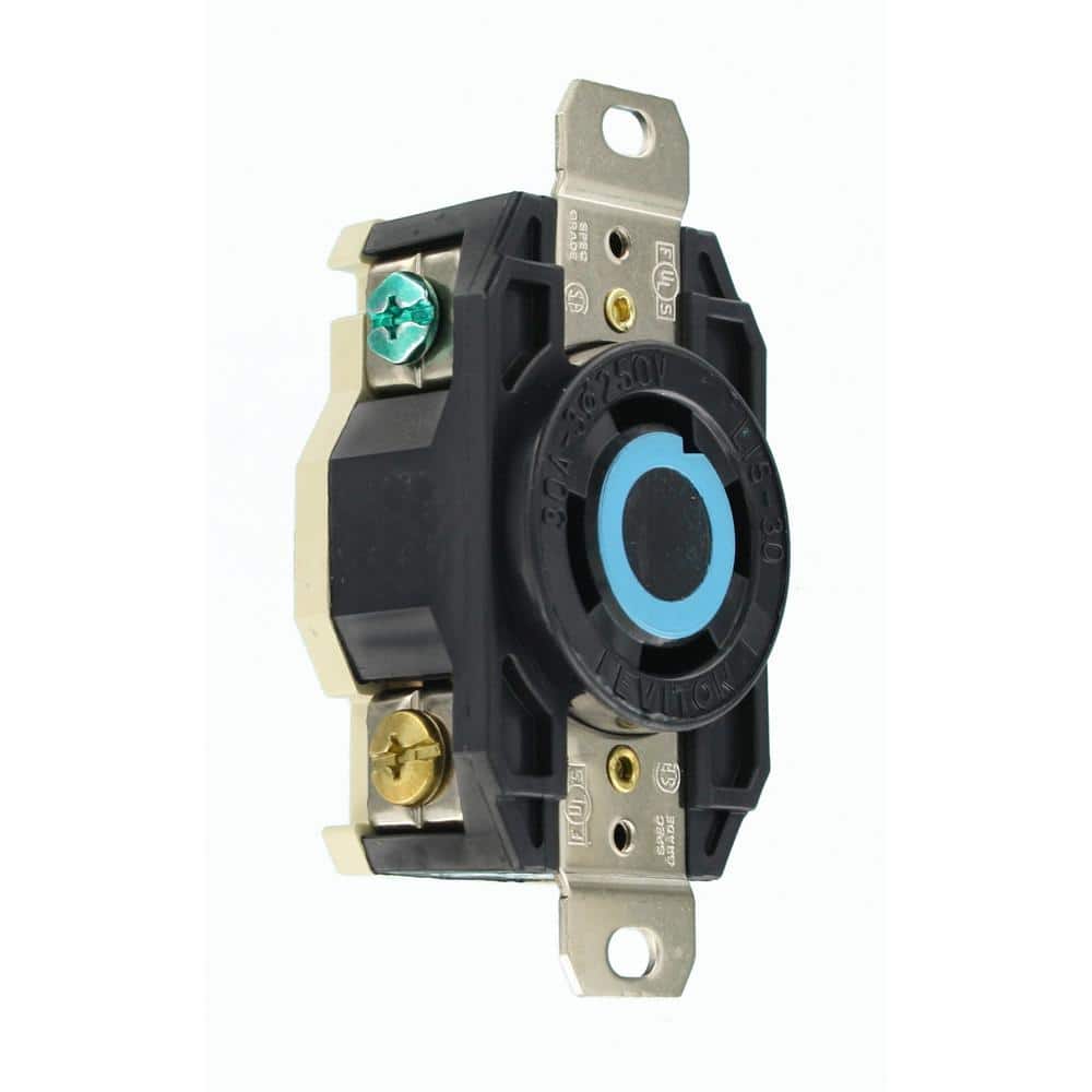 Leviton Black 30 Amp 250V Industrial Grade Outlet