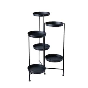 30 in. Tall Indoor/Outdoor Black Iron Plant Stand (6-Tier)