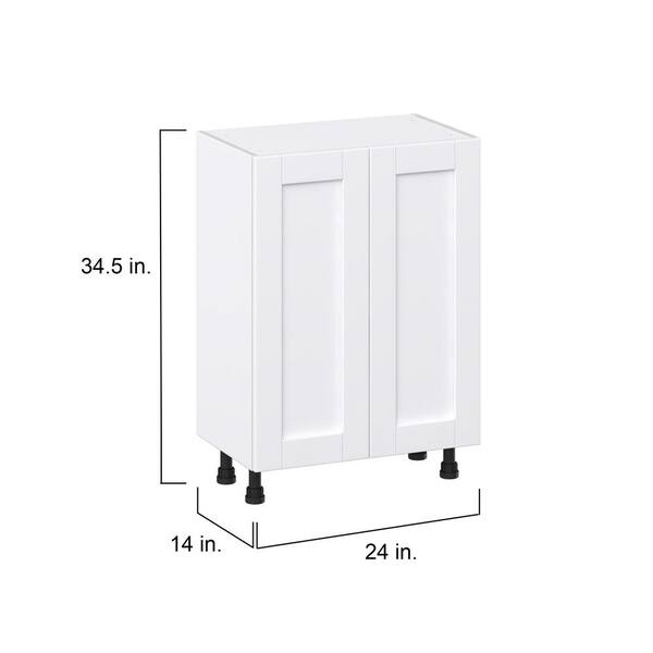 J COLLECTION Mancos Bright White Shaker Assembled Shallow Base Kitchen Cabinet with 2-Doors (24 in. W x 34.5 in. H x 14 in. D)