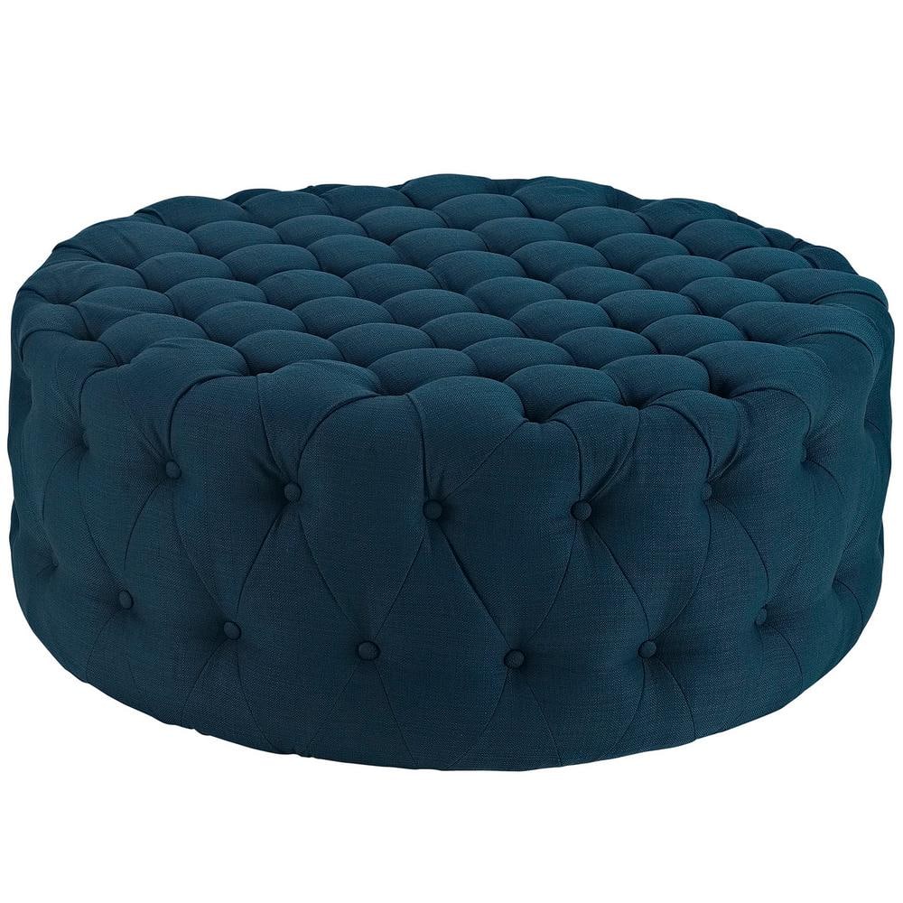 Amour Upholstered Fabric Ottoman Azure - Modway: Chic Tufted Design, Dense Foam, No Assembly Required