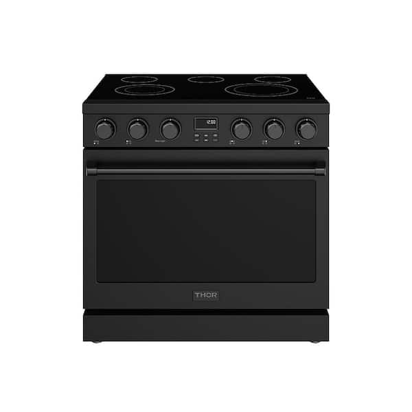 A Series 36 in. 5 Burner Elements Freestanding Electric Range in Matte Black with Convection Function